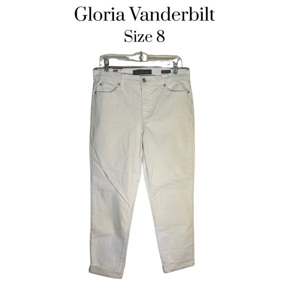 Gloria Vanderbilt Women’s White Boyfriend Jeans Size 8 Relaxed Fit Denim - Picture 1 of 8